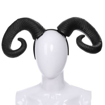 Adult Black Ram Horns Headband - Devil Demon Beast Costume Accessory