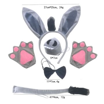 Adult Donkey Costume Accessory Set - 6-Piece Grey Animal Kit