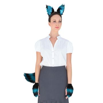 Fox Wolf Tails Ears and Gloves Costume Accessory Blue tt1176