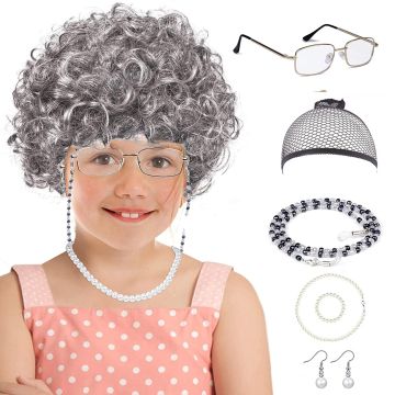 Adult & Kids The 100 Days of School Granny Costume Set tt1187