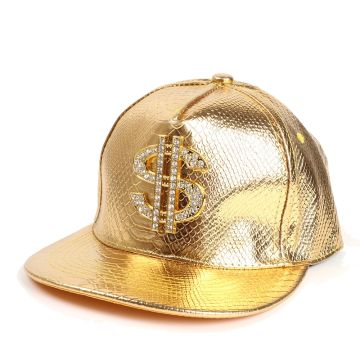 Metallic Gold Hip Hop Rapper Dollar Sign Cap