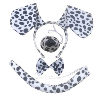 Kids and Adults Dog Costume Accessory Set - Puppy Ears Tail Bow Tie Nose