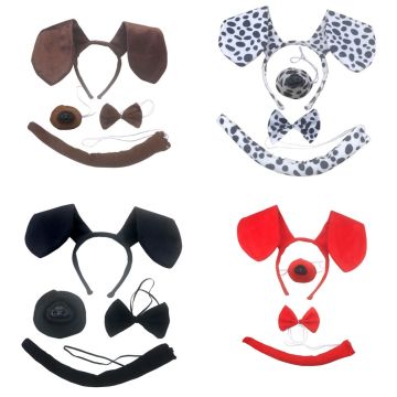 Kids Dog Headband Nose Bow Tail Set t1205