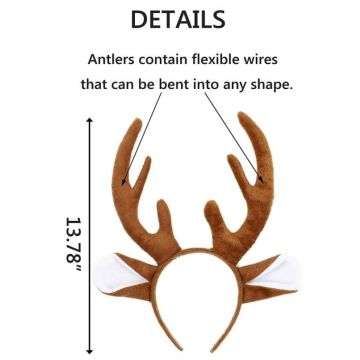 Kids and Adults Deer Antlers Headband and Tail Set - Reindeer Costume Accessory Kit