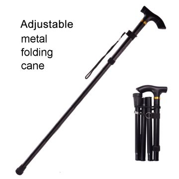 Kids Costume Cane Adjustable - Black Metal Folding Walking Stick Prop