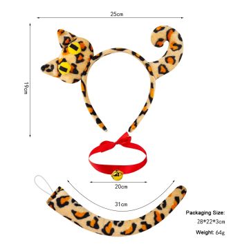Kids and Adults Cat Ears Tail Costume Set - Black Leopard Accessory Kit