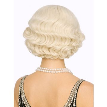 Adult Blonde Pin-Curl Wig - Vintage Hollywood Glamour Bob with Finger Waves