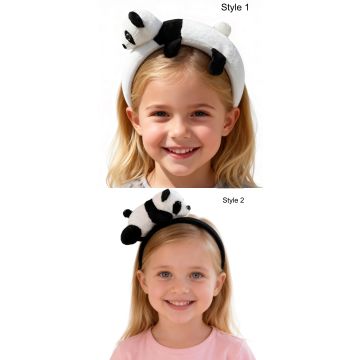 Kids and Adults Panda Headband with 3D plush figure draped across padded band
