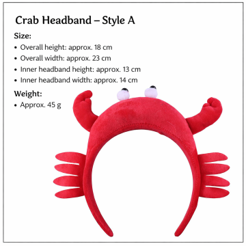 Kids Crab Headband Costume Accessory - Red Plush Ocean Sea Creature Hat