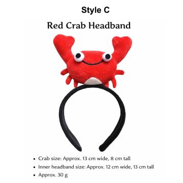 Kids Crab Headband Costume Accessory - Red Plush Ocean Sea Creature Hat