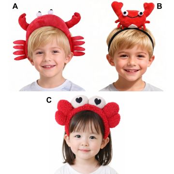 Red plush crab headband Style A with eyestalks and six fabric legs