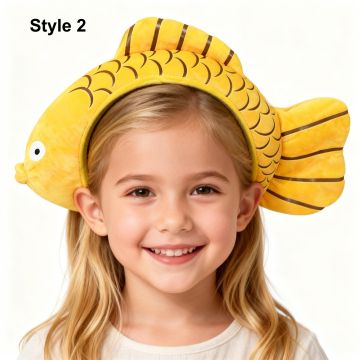Kids Ocean Fish Headband - 3D Plush Sea Creature Hat with Fins