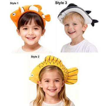 Kids Ocean Fish Headband - 3D Plush Sea Creature Hat with Fins