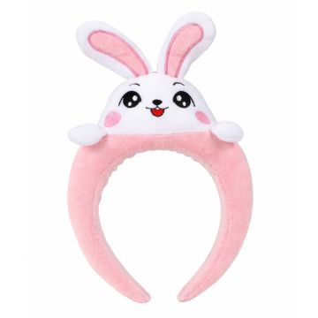 Kids Easter Bunny Headband - 3D Plush Rabbit Ears with Character Face