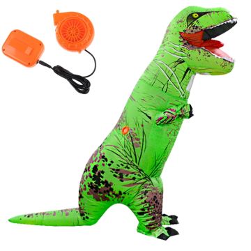 Adult Inflatable T-Rex Costume - Green Blow Up Dinosaur Suit
