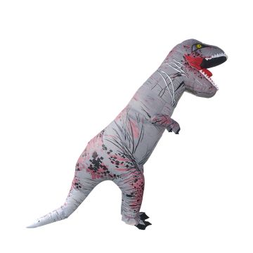 Adult Inflatable Grey T-Rex Dinosaur Costume with Blood Splatter