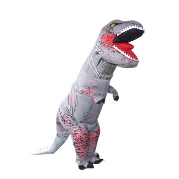 Full-body dinosaur inflatable suit with ribcage print and tail