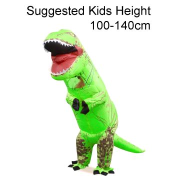 Kids T-Rex Inflatable Dinosaur Costume - Green Camo Jurassic Suit