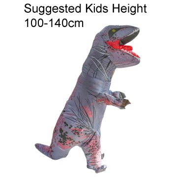 Kids Inflatable Dinosaur Costume - Grey T-REX with Fan and Gloves