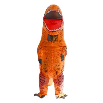 Kids T Rex Outfit - Inflatable Orange Dinosaur Costume with Fan