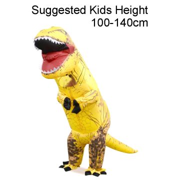 Kids Yellow T-Rex Inflatable Dinosaur Costume with Fan
