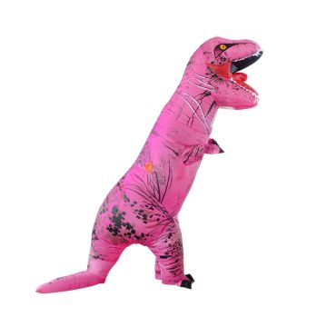Adult Pink Dinosaur Blow Up Costume - Inflatable T-Rex Suit