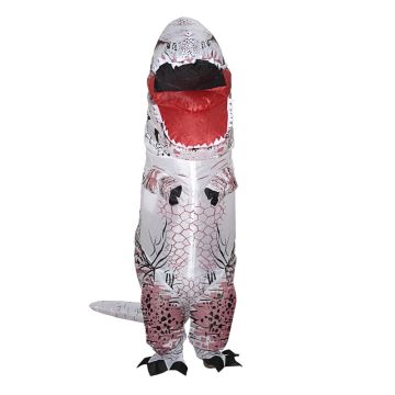 Adult T-Rex Inflatable Costume - White Dinosaur Suit with Fan
