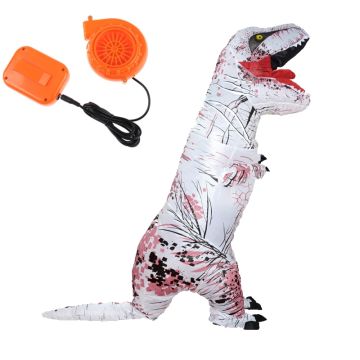 Adult T-Rex Inflatable Costume - White Dinosaur Suit with Fan