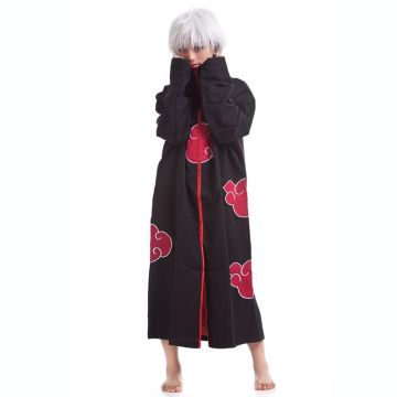 Adult Anime Rogue Ninja Cloak - Black Robe with Red Cloud Print