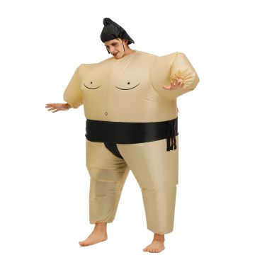 Adult Inflatable Sumo Wrestler Costume with Fan and Hat