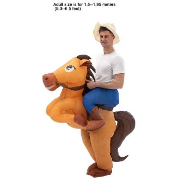 Inflatable Costumes Horse - Adult Cowboy Ride-On Outfit with Hat