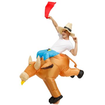 Inflatable Cowboy Costume - Adult Ride-On Bull Rodeo Outfit with Hat