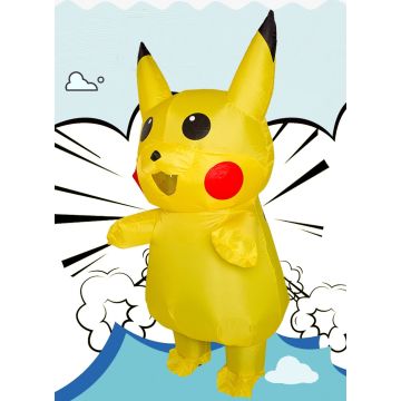 Adult Inflatable Yellow Electric Mouse Costume with Fan and Tail