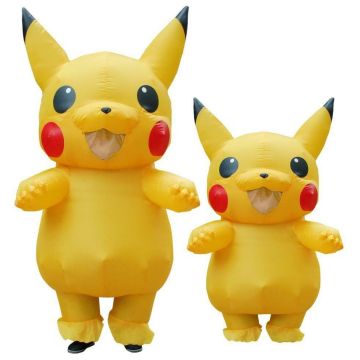 Adult Inflatable Yellow Electric Mouse Costume with Fan and Tail