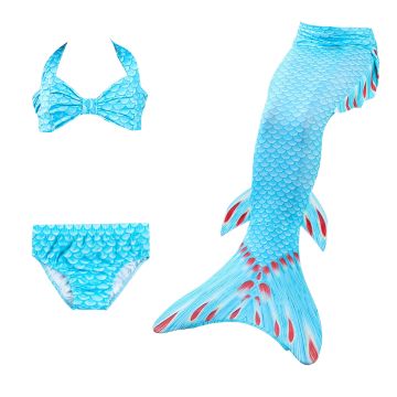 Girls Mermaid Tail Swimsuit Set - 3-Piece with Monofin