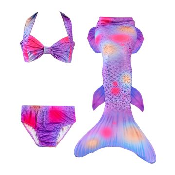 Girls Mermaid Tail With Monofin Swimsuit Costume purple