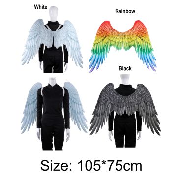 Large Black White Rainbow Angel Fairy Wings