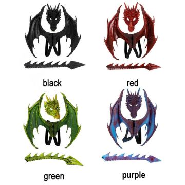 Kids Dragon Costume Set with Wings, Mask and Tail - Fantasy Creature Accessory Kit