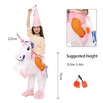Kids Inflatable Unicorn Ride-On Costume - Girls Fantasy Carry-Me Suit