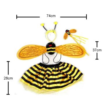 Toddler Girls Bee Costume 4-Piece Set with Wings and Wand