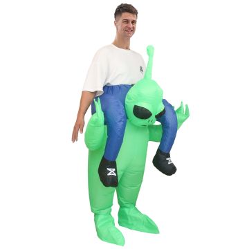 Kids and Adults Green Alien Costume - Inflatable Ride-On Carry Me Outfit