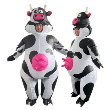 Adult Inflatable Cow Costume with Udder and Fan - Full Body Dairy Farm Suit