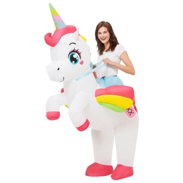 Blow Up Costumes Unicorn - Adult Inflatable Ride-On Suit with Rainbow Wings