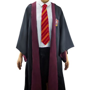 Adult Wizard School Robe with House Crest and Striped Tie - Burgundy & Gold