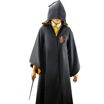 Kids Wizard Robe Costume with Hood and Tie - Yellow House