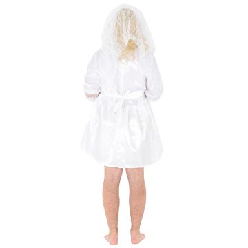 Mens Funny Bride Costume - White Wedding Dress with Tiara and Veil