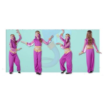 Girls Purple Genie Costume with Harem Pants and Gold Trim