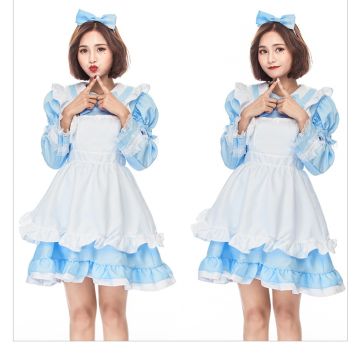 Adult Alice Storybook Costume Dress with Apron and Headband