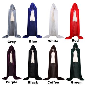 Adult Purple Cape - Full Length Hooded Velvet Cloak