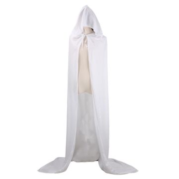 Adult White Velvet Cloak Cape - Hooded Medieval Wizard Robe